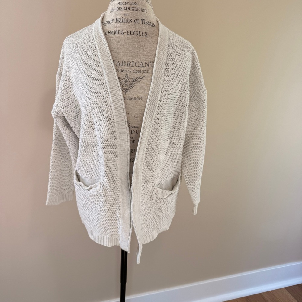 Marine Layer Women's White Open Front Cotton Cardigan Size M